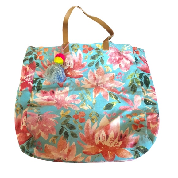 Blue & Pink Floral Tote Bag - Picture 3 of 10